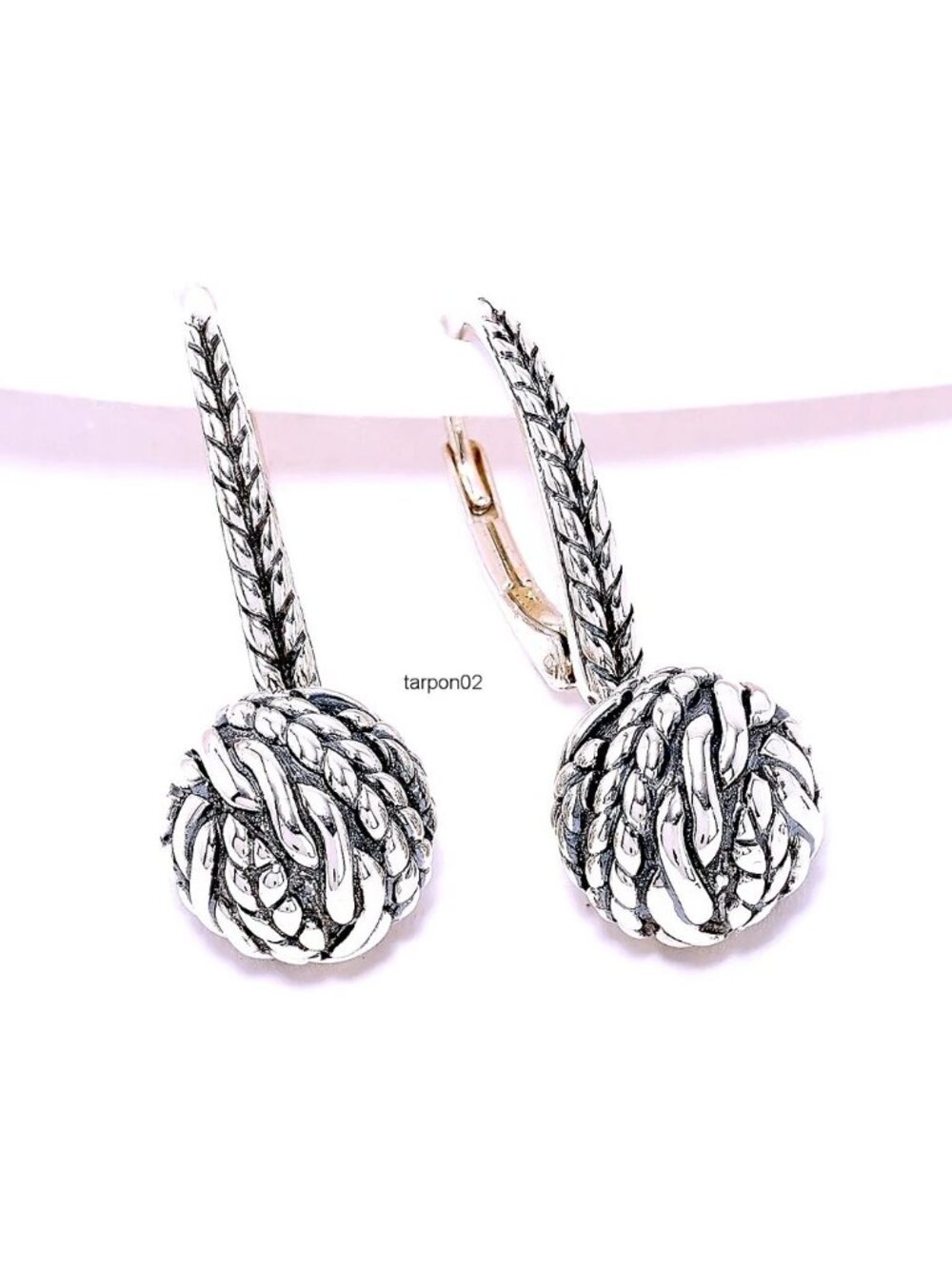 John Hardy JAI Ireland Cable Knit Lever-Back Sterling Silver Earrings 1" NIB